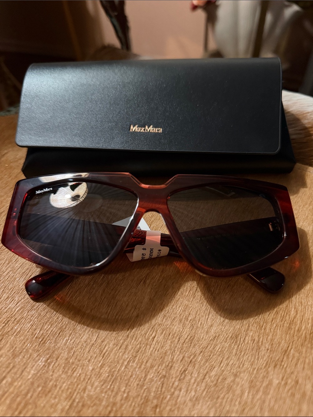 MaxMara Oversized Square Sunglasses in Burgundy with Dark Lenses